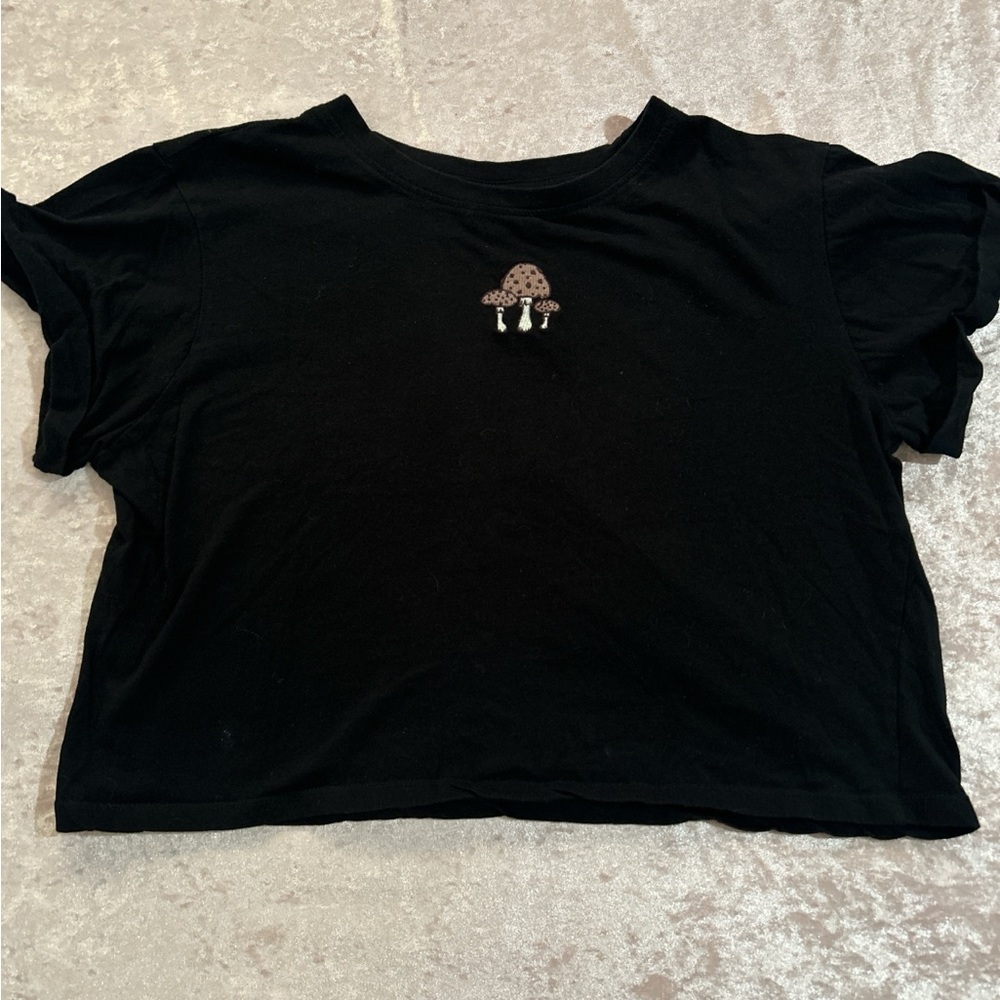 Vibe Black Tee with Embroidered Detail